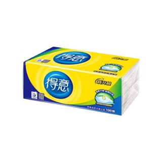 得意 連續抽取式花紋衛生紙100抽/包 新增蘆薈精華 原生紙漿 無螢光劑 不染色 不含有害化學物質