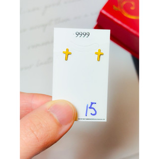 《寶盛珠寶銀樓》純金耳環9999、十字架、黃金、金飾、Gold