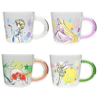 現貨 日本迪士尼 耐熱玻璃杯 公主玻璃杯 小美人魚 長髮公主 艾莎 TINKER BELL 日本正版 K.ONISHI