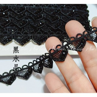 《iAsa愛莎の》手作材料✂好品質黑色白色刺繡水溶亮片花邊洋裝禮服頸鍊娃衣旗袍手帳書衣輔料