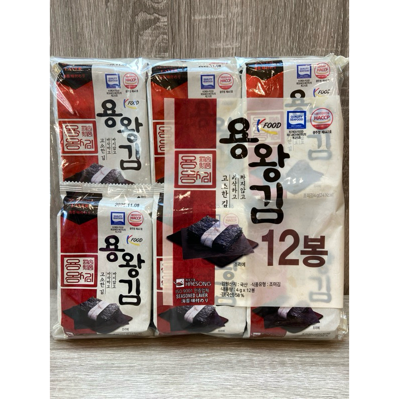韓國海苔 金版 龍王 海苔 麻油 風味 嚴選 12入 48g 2026/3/5