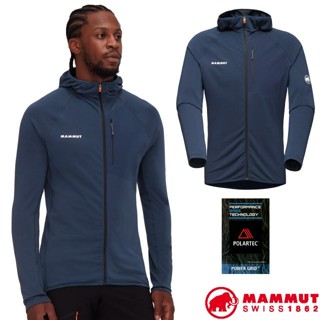 【MAMMUT 長毛象】男 保暖抗風防潑 連帽針織外套 Polartec Aenergy 登山外套/海洋藍 05540