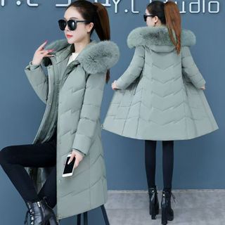 加厚保暖冬天外套🌟正品衣鴨鴨羽絨服女中長版外套大毛領連帽加厚特價羽絨服狐狸毛領韓版 羽絨外套連帽 長款 L8BU