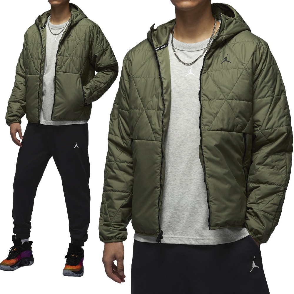 Nike J TF SPRT STMT MDWT JKT 男款 綠色 運動 保暖 喬丹 連帽 外套 FZ3163-222