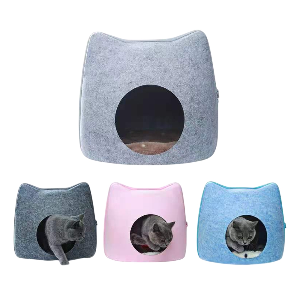 ⚡毛樂子寵物⚡毛氈貓窩 半封閉 貓屋 貓房子 貓毛氈 貓屋子 貓用品 寵物玩具 寵物用品 貓窩