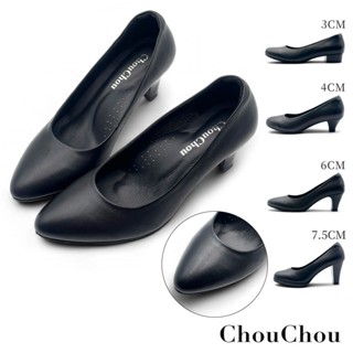 【ChouChou】上班通勤真皮高跟鞋-尖頭款 臺灣製造 尖頭跟鞋 尖頭低跟鞋 真皮跟鞋 全黑跟鞋