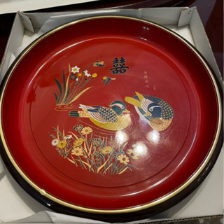 全新商品❤️ 結婚奉茶紅色端盤喜盤 男方女方結婚用品 婚俗用品 訂婚用品 紅色結婚盤