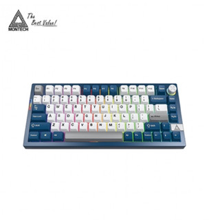Montech MKey PRO 普魯士藍 三模機械式鍵盤(黑色/有線-無線-藍芽/黃軸/PBT/熱插拔/降噪PORON