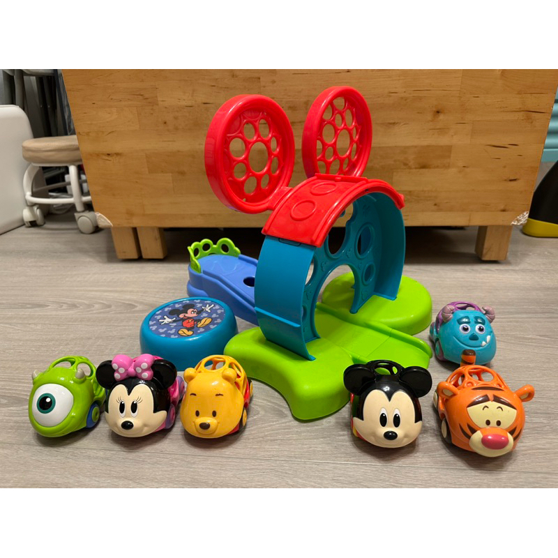 （暫售）二手極新✨Disney 米奇系列 Oball Go Grippers洞洞車 遊戲組 彈跳軌道 玩具組-含6台車