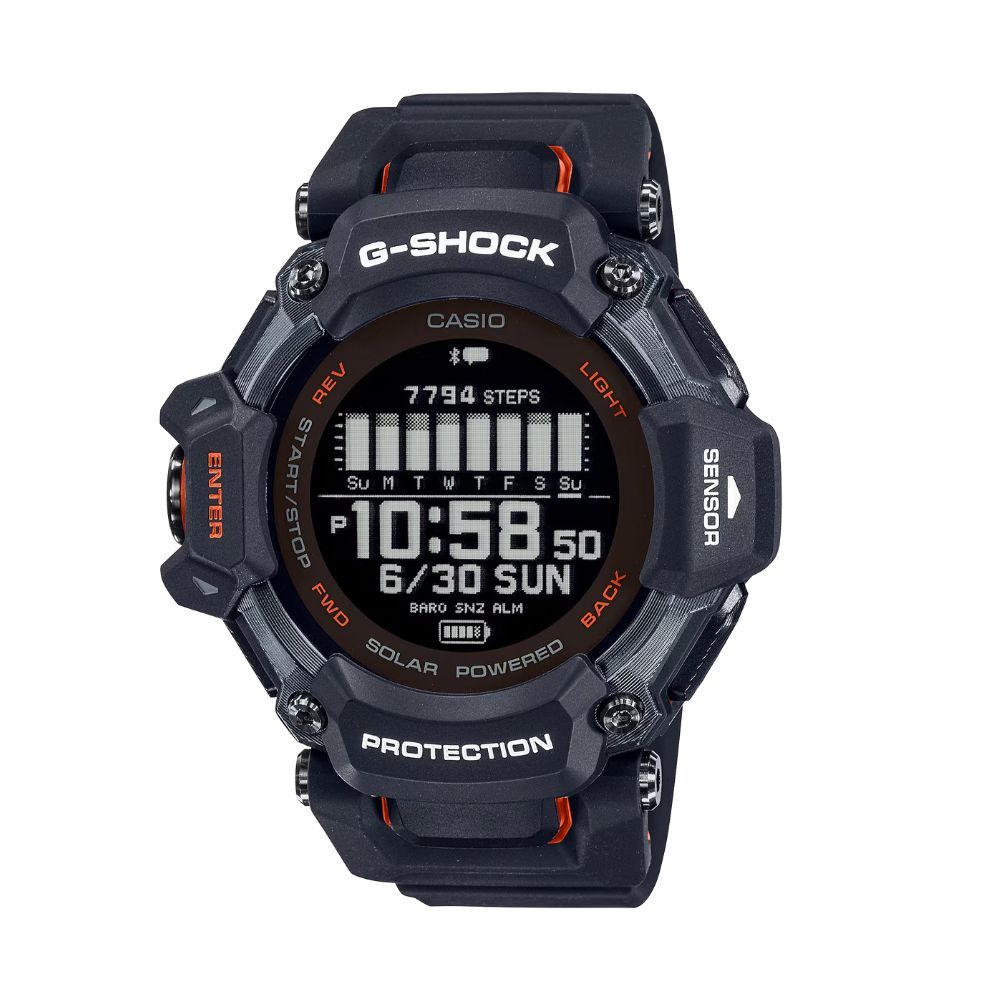 【CASIO 卡西歐】G-SHOCK 心率偵測GPS功能 藍牙太陽能電力運動錶 GBD-H2000-1A_52.6mm