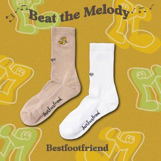 BFF Symptom Socks Beat the Melody 跳動音符 刺繡 中筒襪 長襪【BF24022】