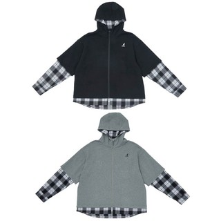 KANGOL 中性 黑 灰 假兩件 帽T 64551422-