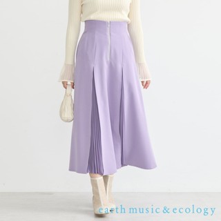 earth music&ecology 百褶拼接設計拉鍊高腰喇叭長裙(1N43L0L0400)