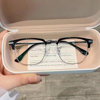 👓近視眼鏡👓K63複古半框近視眼鏡男女 眉綫款商務平光鏡斯文女學生韓版潮流