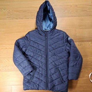 ESPRIT 羽絨 連帽 內裡刷毛 口袋刷毛 深藍色 外套 140~146cm身高