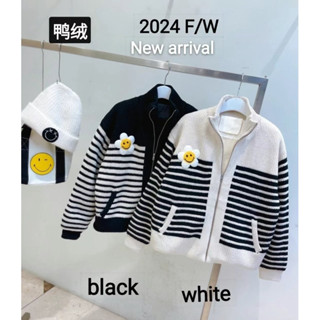[韓國預購]羽絨外套女 保暖外套 麵包服外套 白鴨絨外套 羽絨服外套 條文 笑臉 黑 白 羽絨 正韓外套 韓國 女裝