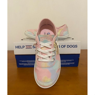 SKECHERS 斯凱奇 BOBS 帆布鞋 記憶鞋墊 渲染 絢彩 彩色雲朵 懶人鞋 免綁帶 布鞋 休閒鞋 鞋子-6.5號
