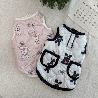 OOPET ♡ 現貨｜韓國 兔兔印花保暖背心 S-2XL｜韓國品牌 韓國寵物服飾 寵物衣服 狗狗衣服 貓咪衣服