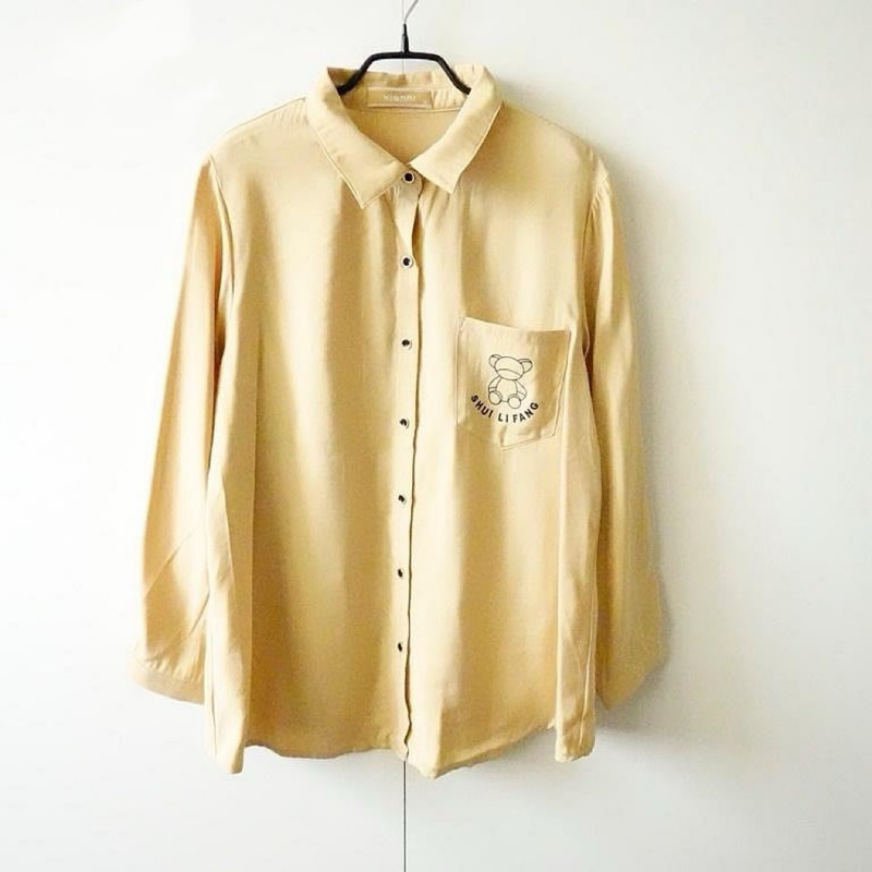 專櫃品牌【Xianni】可愛熊熊燙漆圖案襯衫M