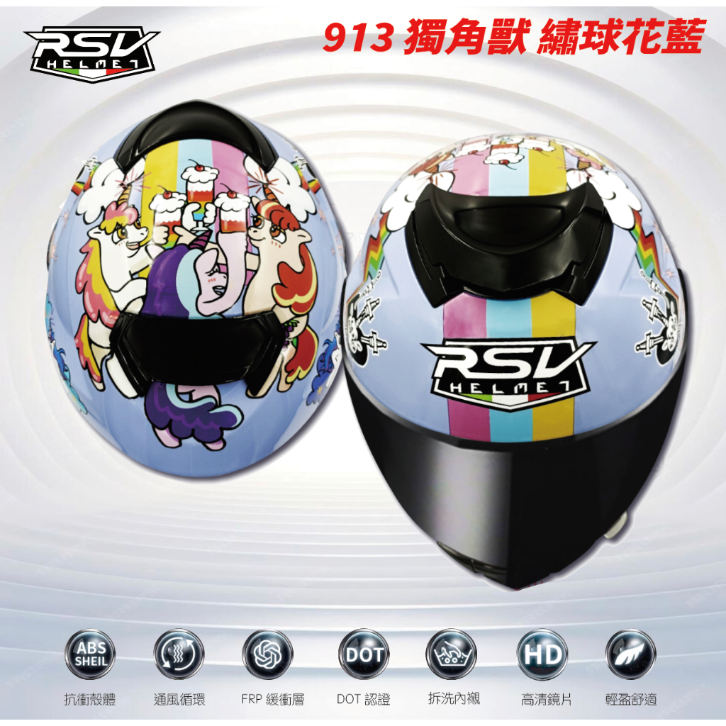 ✨RSV 913✨ 獨角獸🦄 繡球花藍 全罩式安全帽 <巨星安全帽>