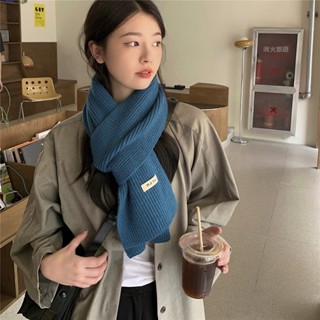 最新款韓版ins純色毛線圍巾女 秋冬保暖百搭顯白 學生針織圍巾圍脖 冬天圍巾披肩