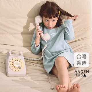 【Anden Hud】女童連身 大耳狗喜拿系列．圓領長袖居家睡衣(天空藍-刺繡星星大耳狗喜拿) 臺灣製 海外禁售