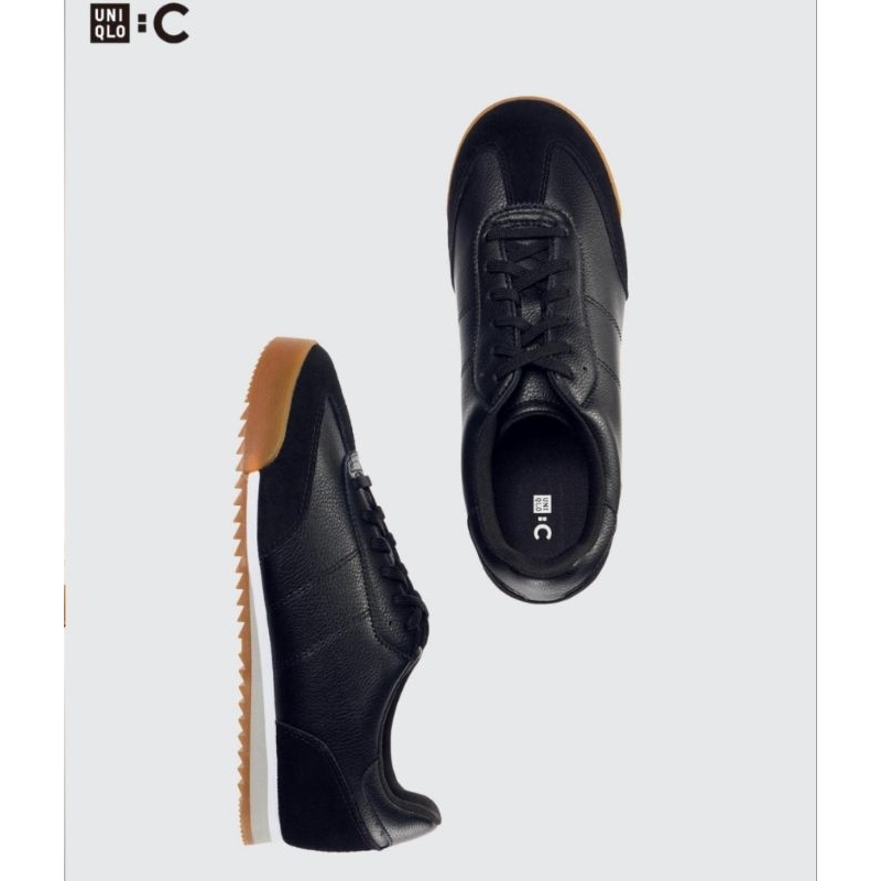 [全新]🇯🇵UNIQLO C 黑色麂皮拼接休閒鞋23號