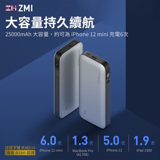 升級版【臺灣出貨】ZMI 20號 QB826G 210W PD快充 筆電充 行動充 行動電源 25000mAh PD快充