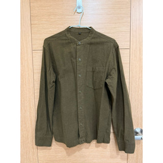 Muji 法蘭絨工作襯衫 軍綠 男XS號