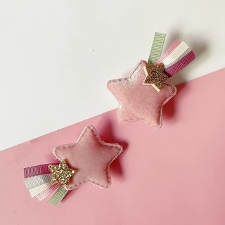 Twinkle Twinkle 流星緞帶絨面兒童髮夾-粉紅色