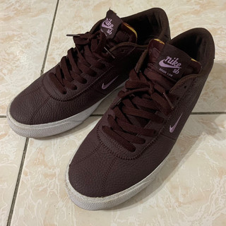 [US 9] Nike Sb bruin 咖啡色 荔枝皮 皮革 粉紅 刺繡 字標 二手 滑板 休閒鞋 滑板鞋 dunk