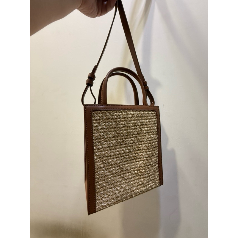 小CK charles&keith 簡約手提包 編織包 側背 肩背