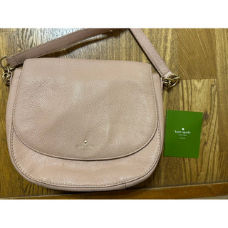 【七成新】 Kate Spade NEW YORK荔枝紋牛皮馬鞍包- 櫻花粉