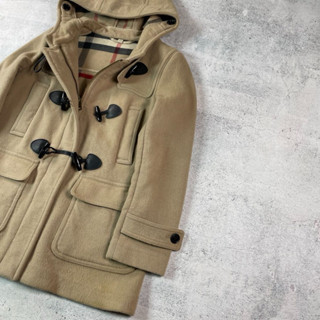 BURBERRY 卡其色 羊毛 牛角釦 羊毛大衣 連帽外套 大衣 大衣外套 外套 風衣