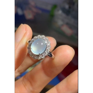 玻璃種起光大蛋面戒指❤️a貨翡翠18k鑽石
