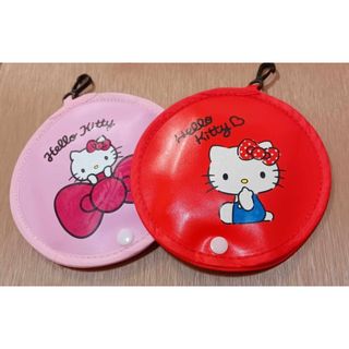 三麗鷗🎀全新正版現貨Hello Kitty 折疊PU圓型購物袋 KITTY 摺疊袋 KT 防水PU皮革也可當零錢包喔!