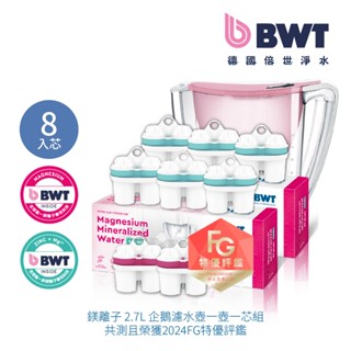 【BWT 德國倍世】2.7L濾水壺 淨水壺 桌上壺 1壺8芯 Penguin企鵝壺 鎂離子濾芯*2 + 鋅鎂離子濾芯*6