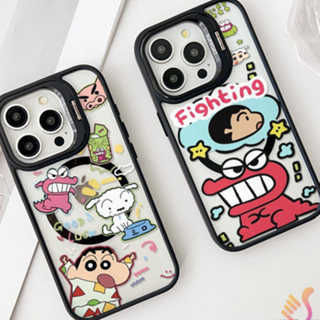 卡通 小新 iPhone 16 15 14 13 12 11 Promax手機殼 蘋果鏡頭隱形支架Magsafe磁吸