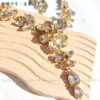 𝑩𝒐𝒍𝒖𝒐 𝑱𝒆𝒘𝒆𝒍𝒓𝒚｜現貨！爆閃水鑽婚紗晚宴禮服名媛水滴花朵項鍊歐美高級宮廷風鎖骨鏈滿鑽時尚網紅氣質項鍊