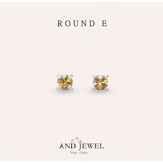 [安珠] 橘剛 剛玉 橘色 圓形 3mm 耳環 經典系列 Round E 寶石銀飾 AND JEWEL