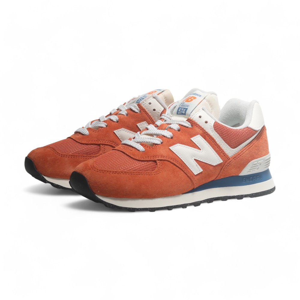 NEW BALANCE 休閒鞋 NB 574 橘藍 麂皮 復古 女 U574VPA