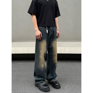【PAGANS STORE】韓國 重磅 復古 刷色 淤泥染 繡土 水洗 仿舊 直筒 闊腿 牛仔 闊腿 長褲 牛仔褲