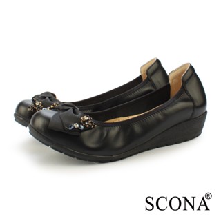 SCONA 蘇格南 全真皮 典雅舒適娃娃鞋 黑色 31256-1