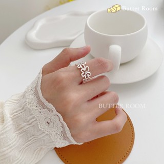 Butter Room 鏤空不規則花朵戒指 （銀） 臺灣出貨免運 鋯石 開口戒指 簡約 甜美 小鑽 INS風 食指戒