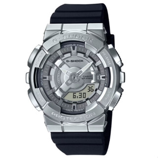 【CASIO 卡西歐】G-SHOCK 金屬色雙顯電子錶 百搭銀 GM-S110-1A 40.4mm