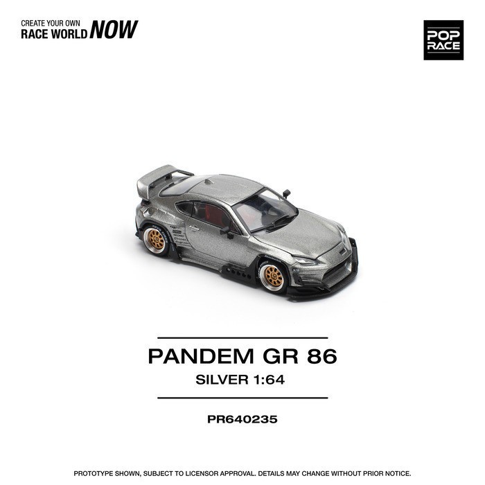 【預購2025年7月】POP RACE 1/64 豐田 Toyota PANDEM GR86 SILVER 東海模型