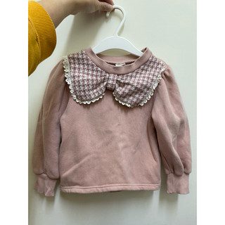 正韓童裝 coco ribbon千鳥格蝴蝶結領上衣 尺寸5(80-95cm)