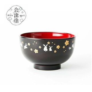 【現貨在臺】🇯🇵 日本製 櫻花兔 漆器碗 飯碗 和風碗 味噌湯碗 日本 櫻花 碗