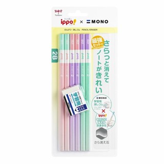 蜻蜓Tombow 2B兒童六角鉛筆6入+橡皮擦(PPB-711)-粉紫 墊腳石購物網