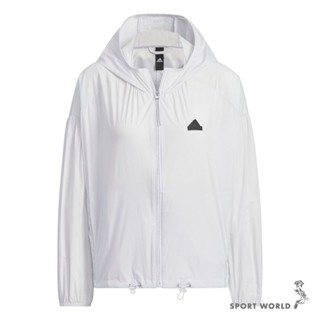 Adidas 連帽外套 女裝 風衣 寬鬆 灰白【運動世界】IM8835